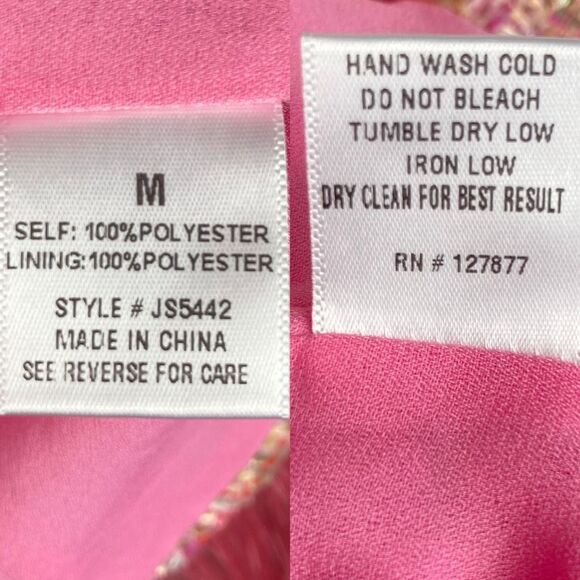 Fashion Nova Pink Tweed Fringe Jacket Boho Festival Barbie Western Preppy sz M - Picture 10 of 10